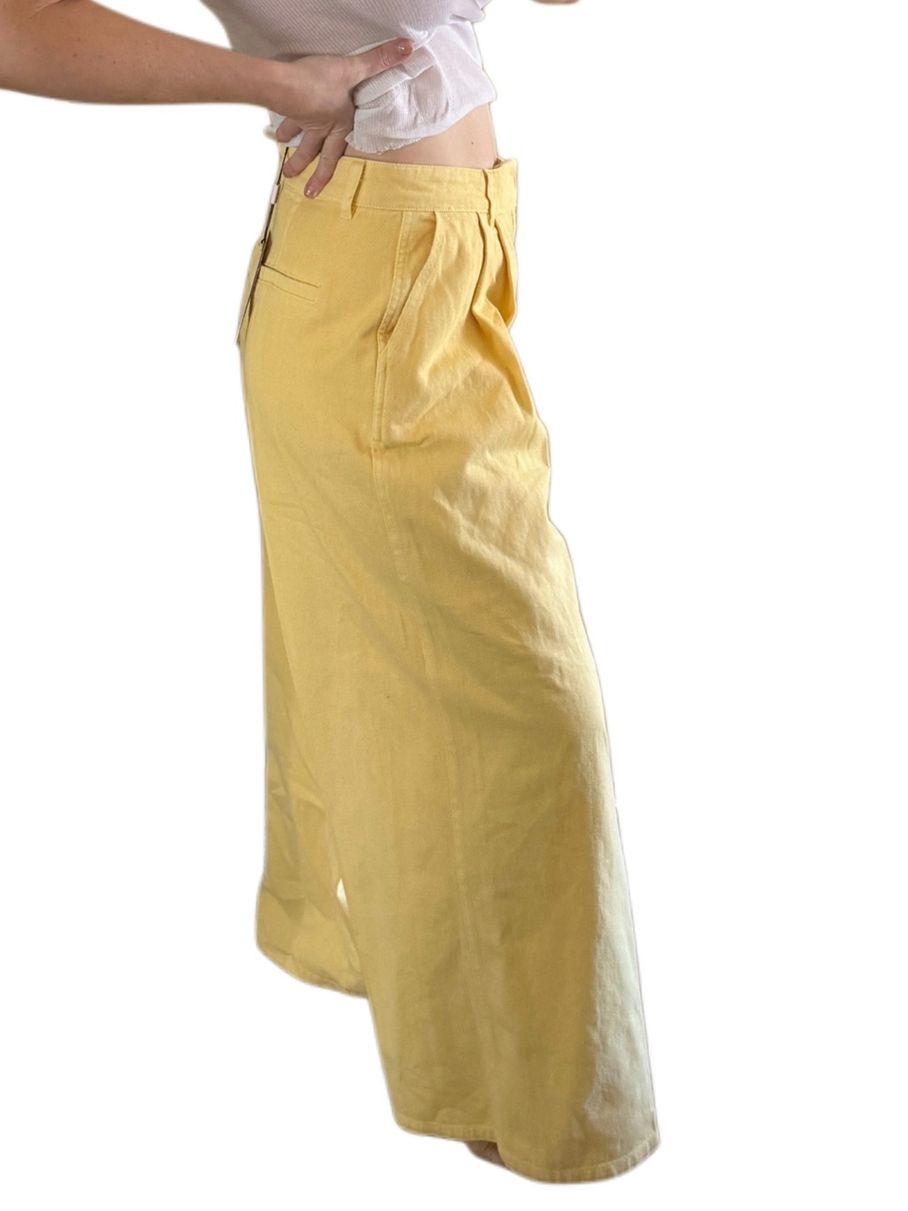 New avec les filles High-Waist Wide Leg Women's Pants in Bright Yellow